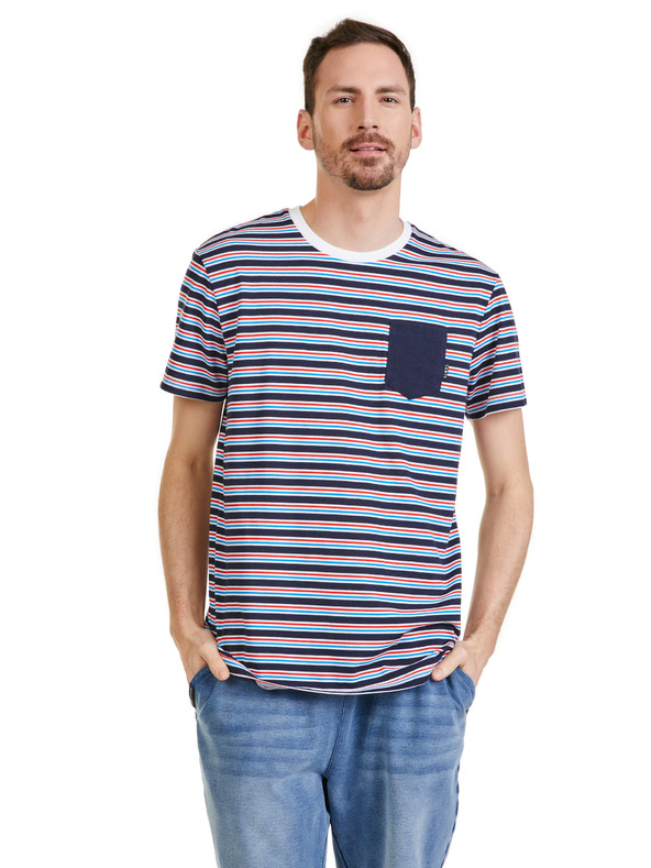 Sam 73 Tmavě modré pánské pruhované tričko SAM 73 Martin