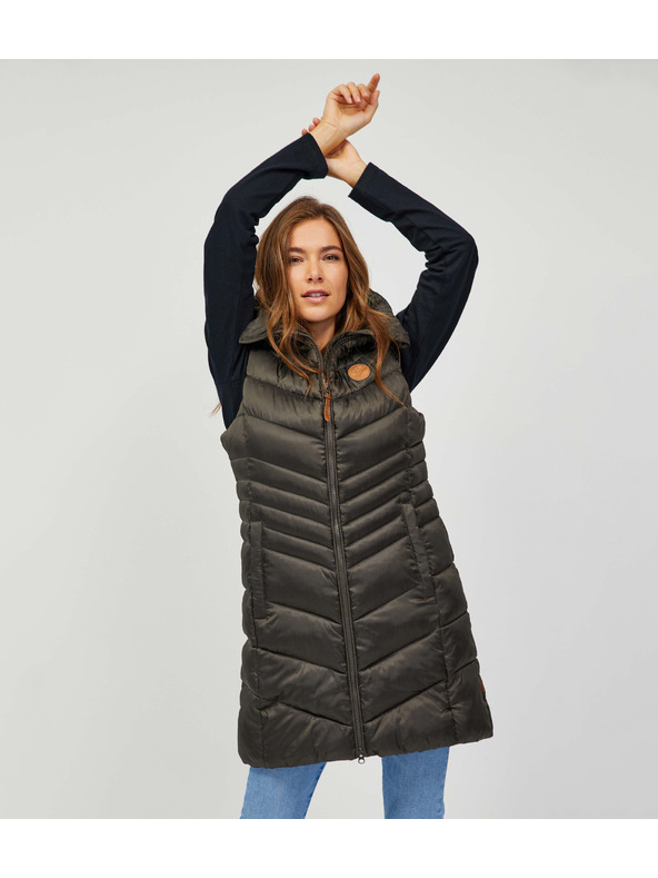 Sam 73 Khaki dámská prošívaná dlouhá vesta SAM 73 Dumela