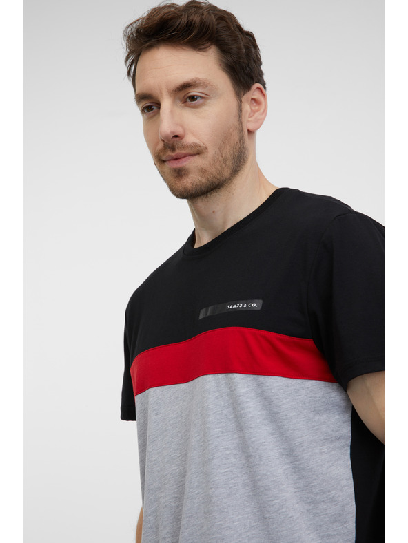 Sam 73 Šedo-černé pánské tričko SAM 73 Ernesto