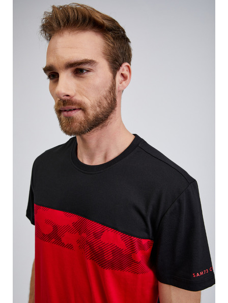 Sam 73 Černo-červené panské tričko SAM73 Cetus