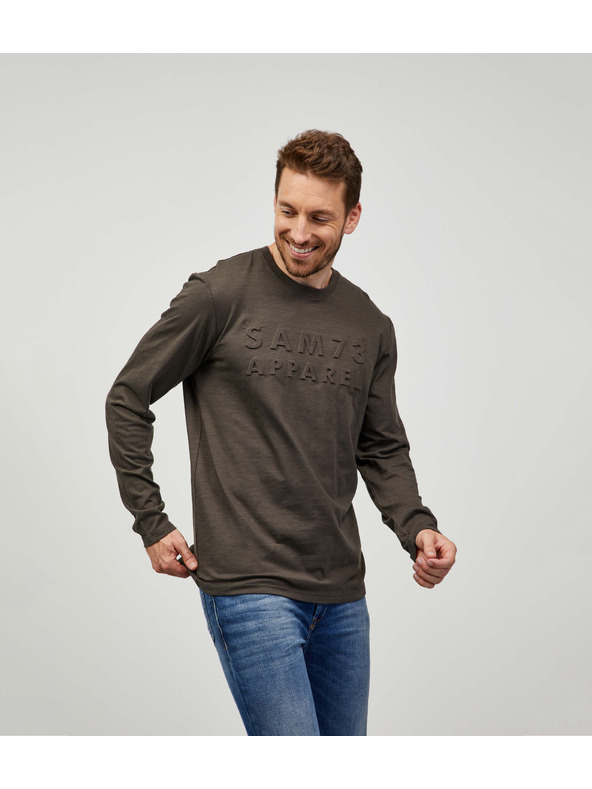 Sam 73 Khaki pánské tričko s dlouhým rukávem SAM 73 Mindart