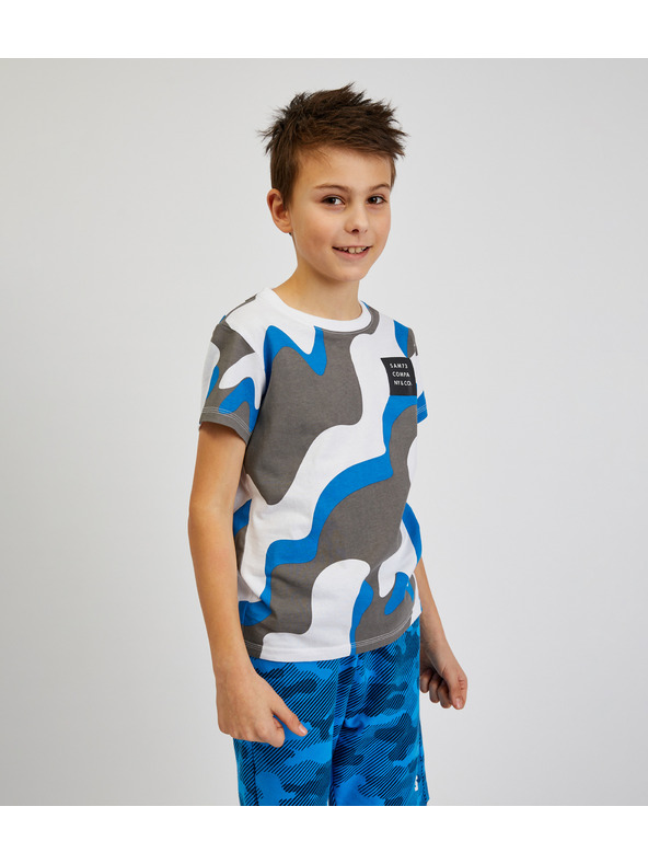 Sam 73 Šedo-modré klučičí vzorované tričko SAM 73 Oscar