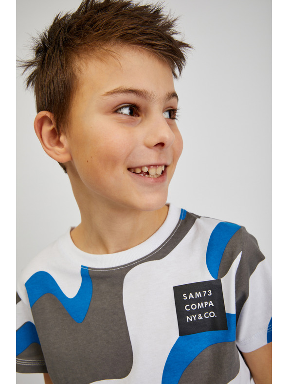 Sam 73 Šedo-modré klučičí vzorované tričko SAM 73 Oscar