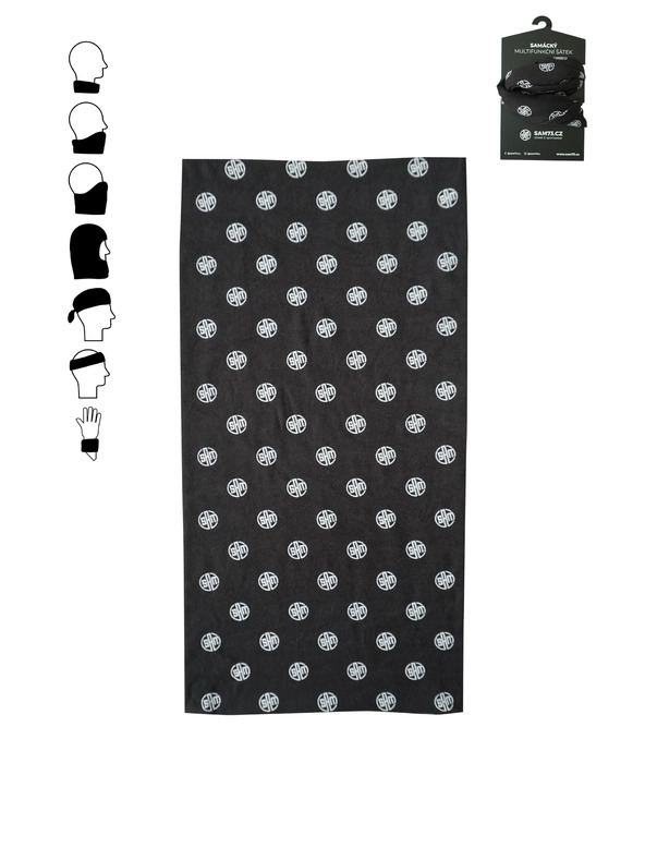 Sam 73 Černý vzorovaný multifunkční šátek SAM 73