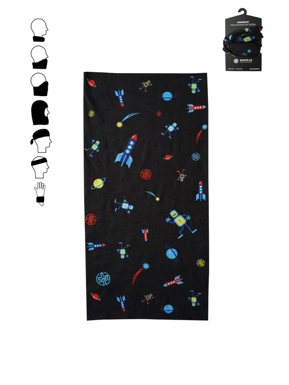 Sam 73 Černý klučičí vzorovaný multifunkční šátek SAM 73