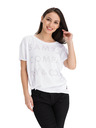 Sam 73 Bílé dámské volné tričko s potiskem SAM 73
