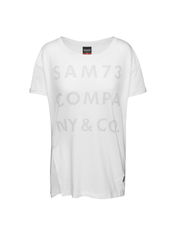 Sam 73 Bílé dámské volné tričko s potiskem SAM 73
