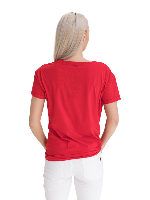 Sam 73 Červené dámské volné tričko s potiskem SAM 73