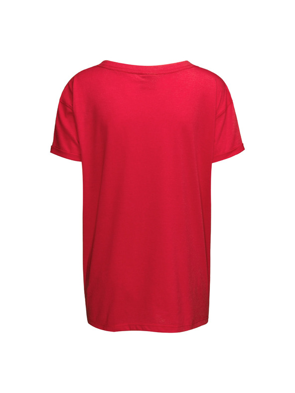 Sam 73 Červené dámské volné tričko s potiskem SAM 73