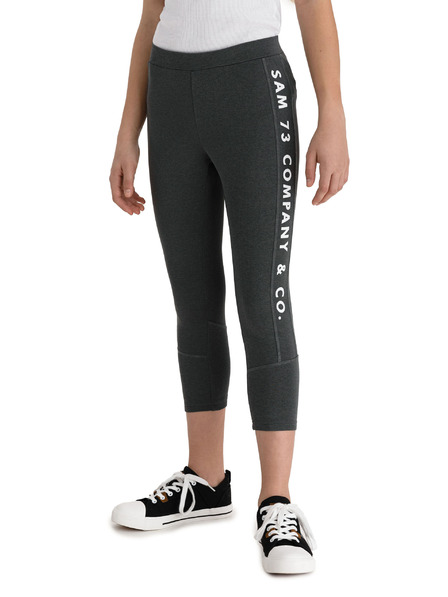 Sam 73 Tmavě šedé holčičí zkrácené legíny s potiskem SAM 73