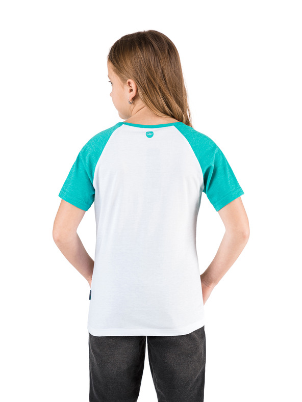 Sam 73 Zeleno-bílé holčičí tričko s potiskem SAM 73