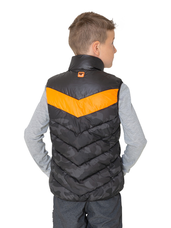 Sam 73 Oranžovo-černá klučičí prošívaná vesta SAM 73 Albert