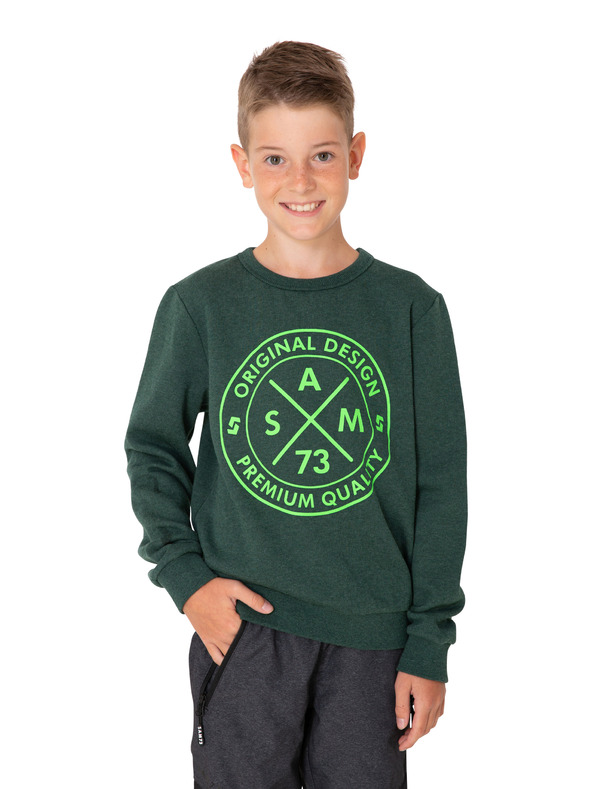Sam 73 Tmavě zelená klučičí mikina s potiskem SAM 73 Brandon