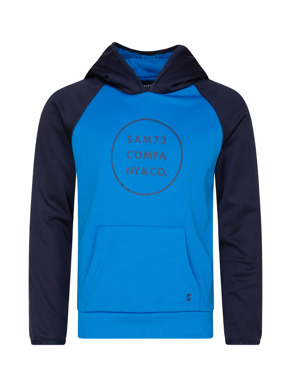 Sam 73 Černo-modrá klučičí mikina s potiskem a s kapucí SAM 73 Ian