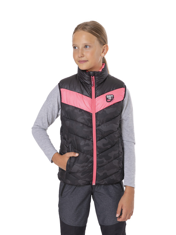 Sam 73 Růžovo-černá holčičí prošívaná army vesta SAM 73 Pauline