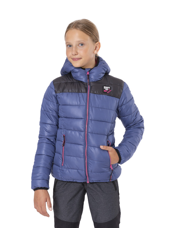 Sam 73 Černo-modrá holčičí prošívaná zimní bunda s kapucí SAM 73 Eloise