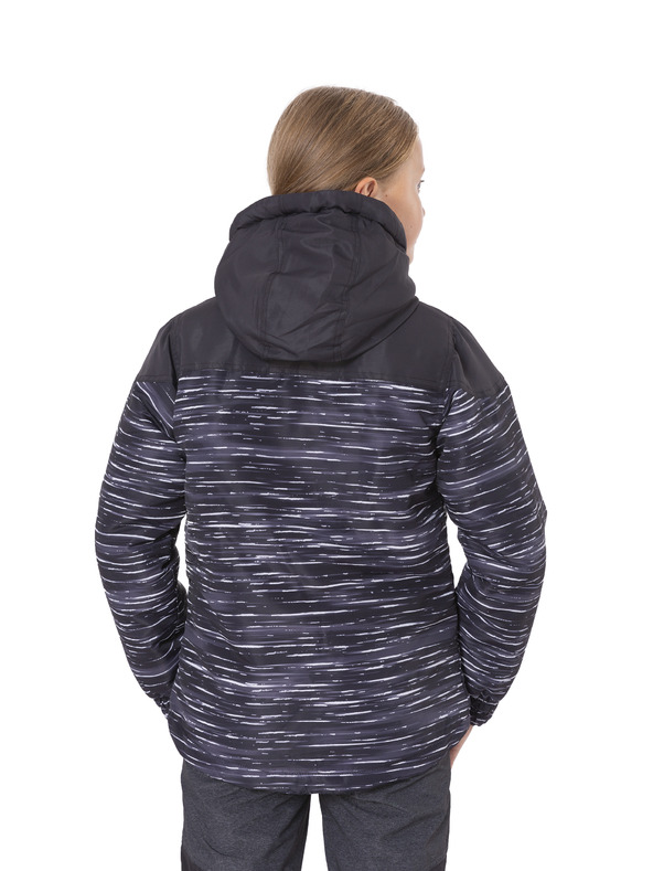 Sam 73 Růžovo-černá holčičí žíhaná zimní bunda s kapucí SAM 73 Thia