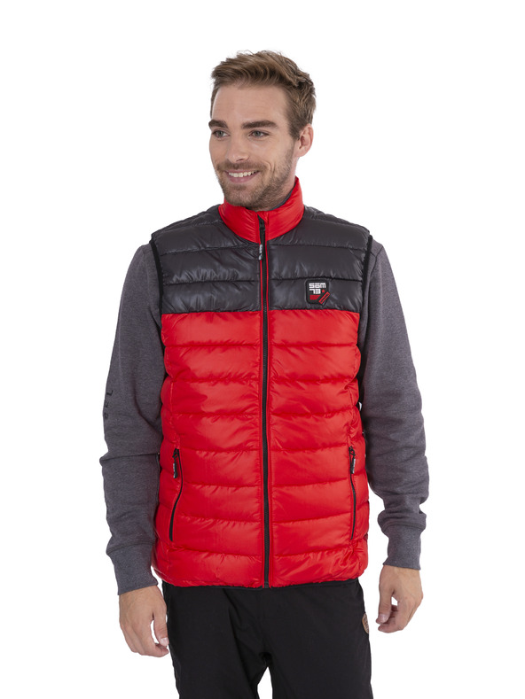 Sam 73 Černo-červená pánská prošívaná vesta SAM 73 Donald