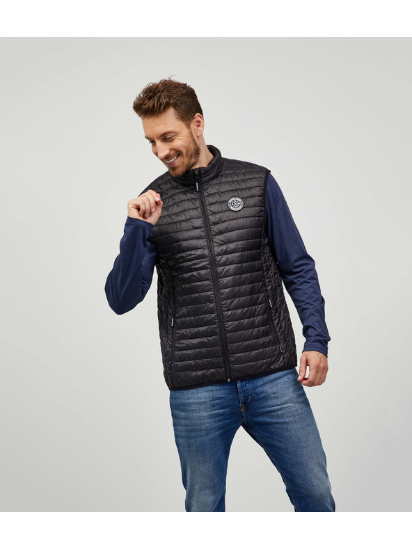 Sam 73 Tmavě šedá pánská prošívaná vesta Sam 73