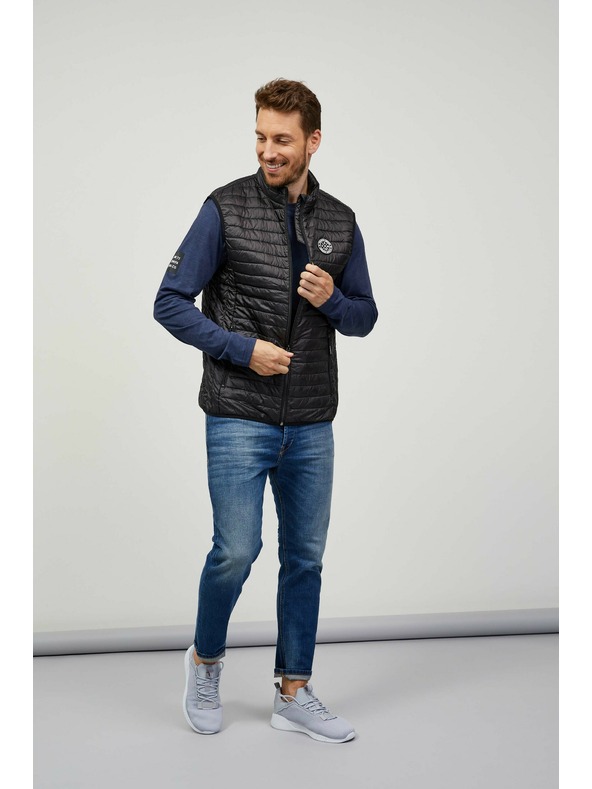 Sam 73 Tmavě šedá pánská prošívaná vesta Sam 73