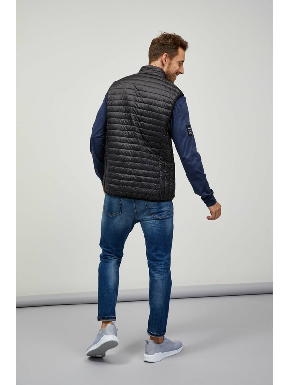 Sam 73 Tmavě šedá pánská prošívaná vesta Sam 73