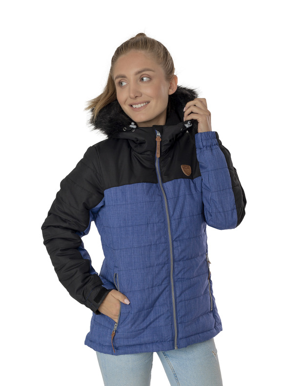 Sam 73 Černo-modrá dámská zimní bunda s kapucí SAM 73