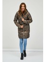 Sam 73 Hnědý dámský prošívaný kabát s kapucí Sam 73