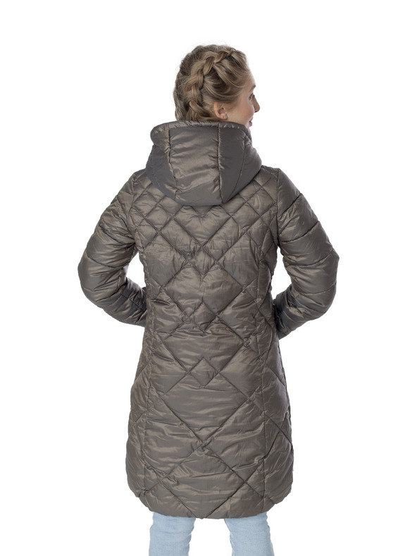 Sam 73 Hnědý dámský prošívaný kabát s kapucí Sam 73