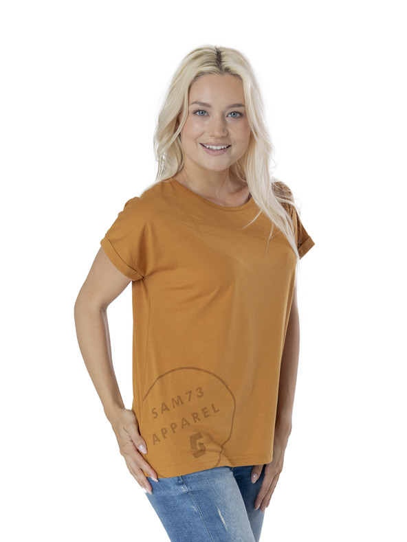 Sam 73 Hořčicové dámské tričko s potiskem SAM 73