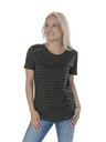 Sam 73 Černo-zelené dámské pruhované tričko SAM 73