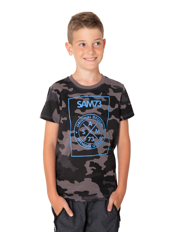 Sam 73 Šedé klučičí maskáčové tričko SAM 73