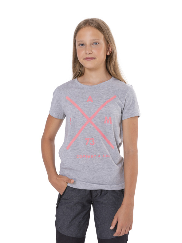 Sam 73 Světle šedé holčičí tričko s potiskem SAM 73