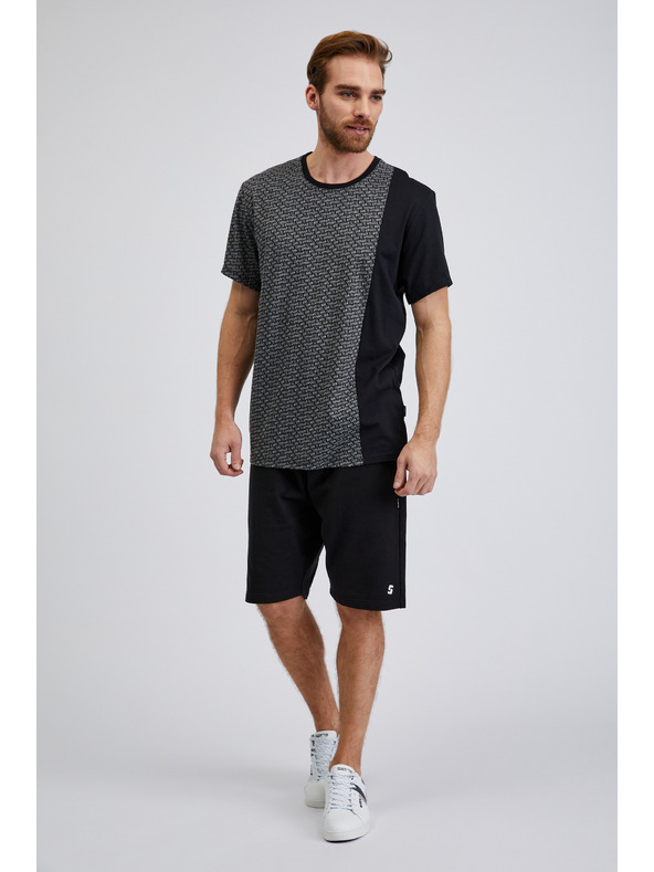 Sam 73 Černé pánské vzorované tričko SAM 73 Paul