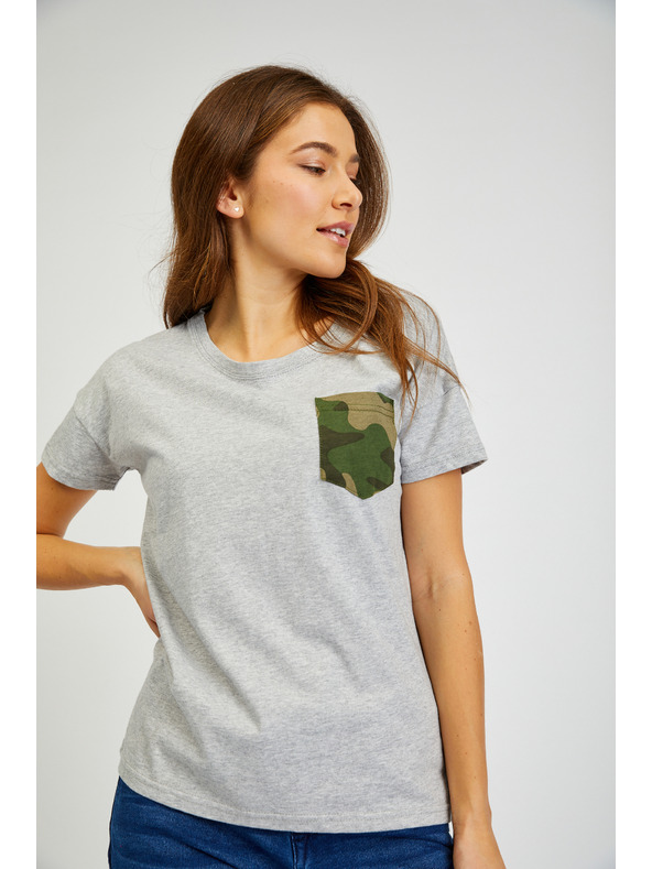 Sam 73 Šedé dámské tričko s kapsičkou SAM 73 Marie