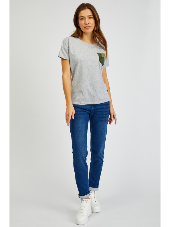 Sam 73 Šedé dámské tričko s kapsičkou SAM 73 Marie