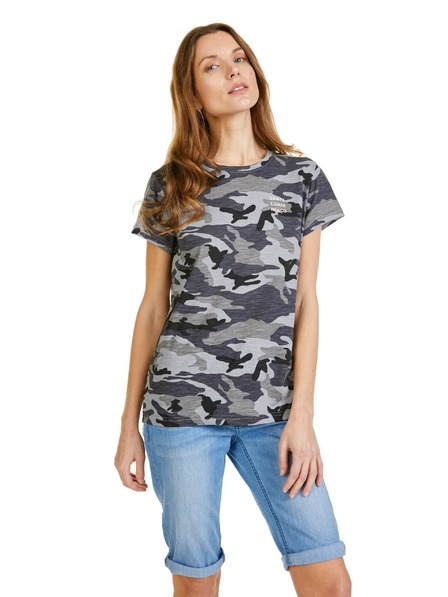 Sam 73 Tmavě šedé dámské vzorované tričko SAM 73 Nora