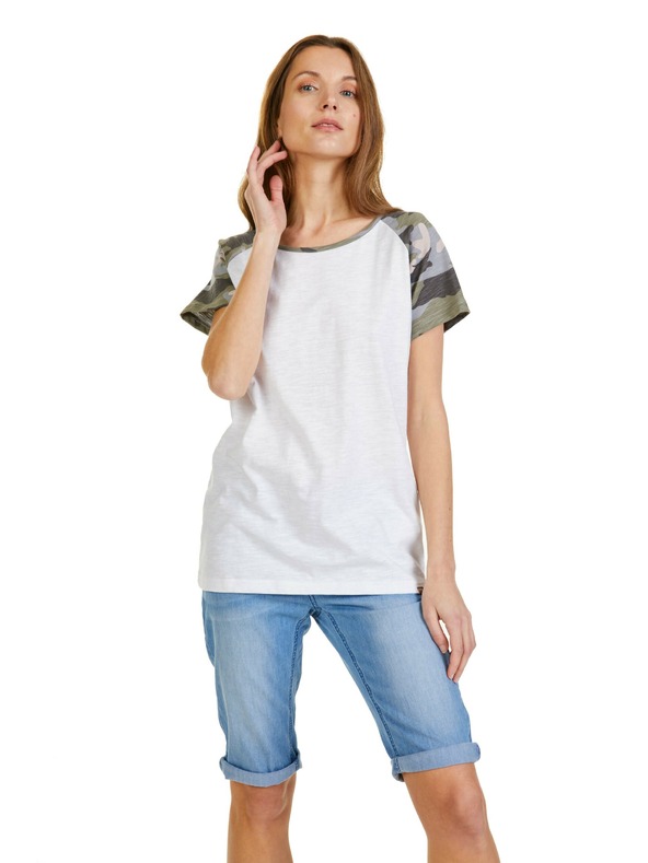 Sam 73 Bílé dámské vzorované tričko SAM 73 Rose