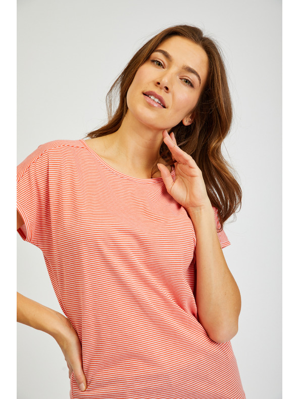 Sam 73 Oranžové dámské pruhované basic tričko SAM 73 Celeste