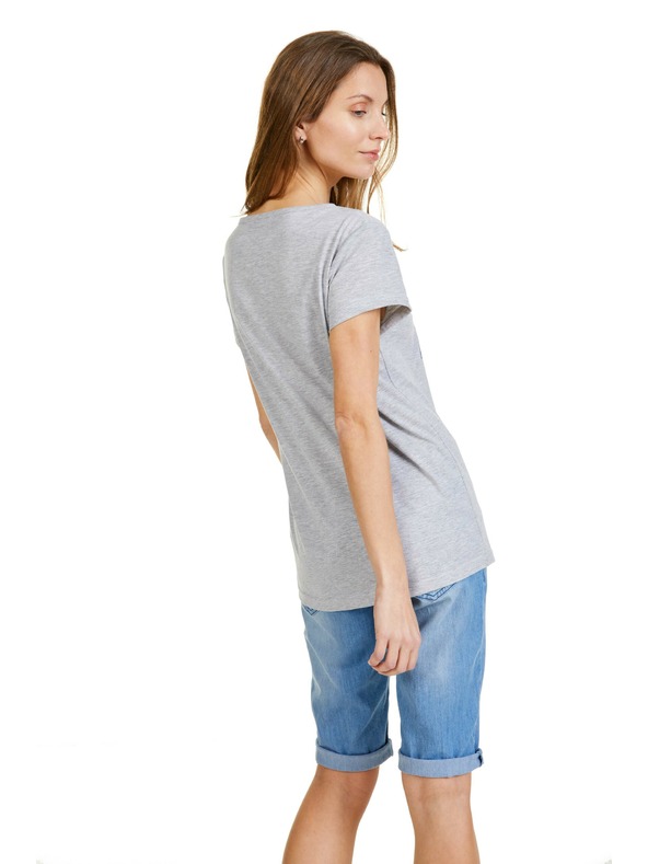 Sam 73 Šedé dámské tričko s potiskem SAM 73 Ilda