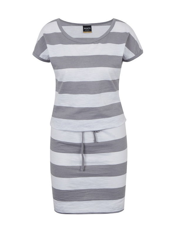 Sam 73 Bílo-šedé dámské pruhované krátké šaty SAM 73 Matilda