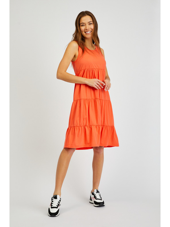 Sam 73 Oranžové dámské letní šaty s volánem SAM 73 Chantal