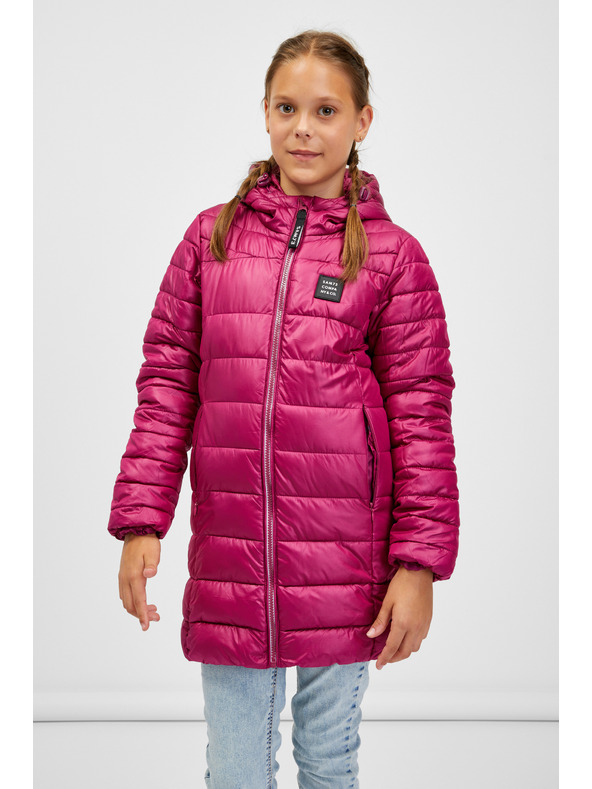 Sam 73 Tmavě růžový holčičí prošívaný kabát s kapucí SAM 73 Nadine