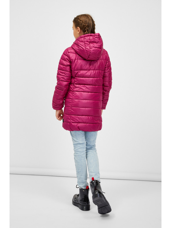 Sam 73 Tmavě růžový holčičí prošívaný kabát s kapucí SAM 73 Nadine