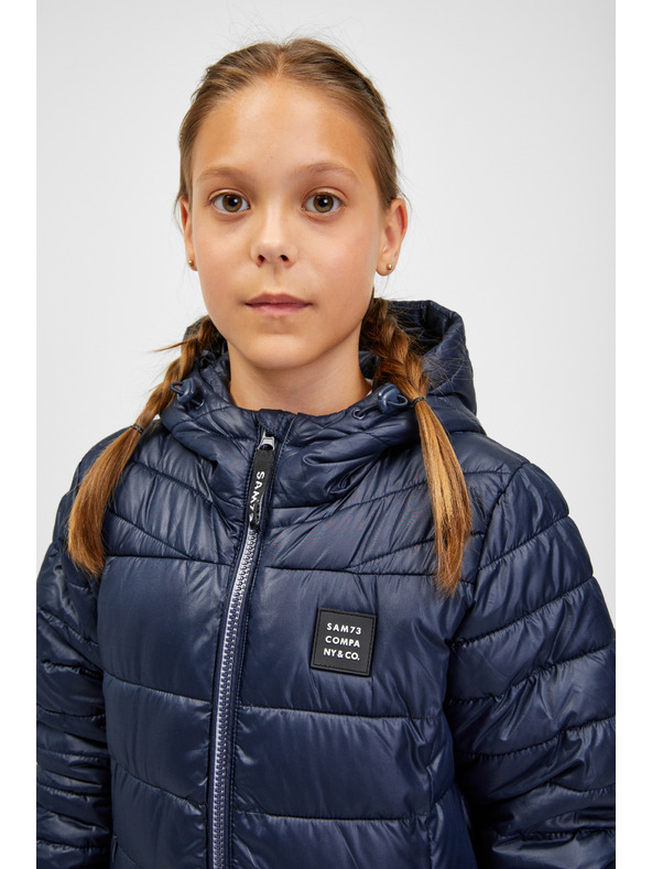Sam 73 Tmavě modrý dětský prošívaný kabát s kapucí SAM 73 Nadine