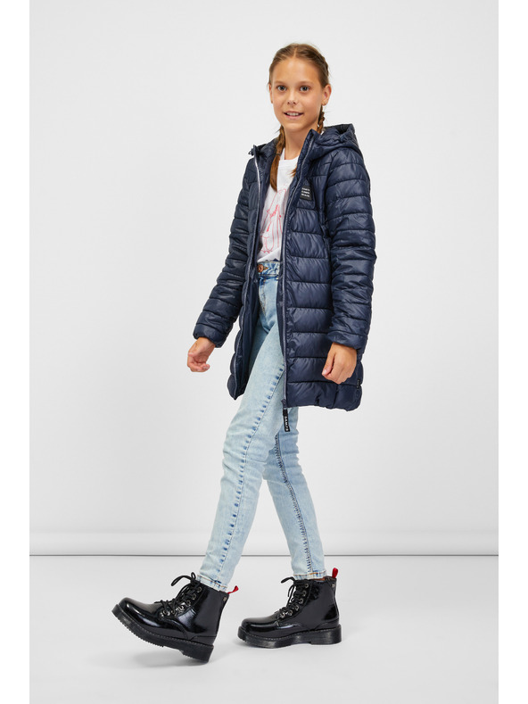 Sam 73 Tmavě modrý dětský prošívaný kabát s kapucí SAM 73 Nadine