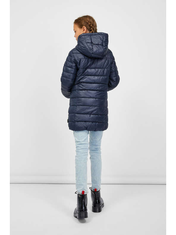 Sam 73 Tmavě modrý dětský prošívaný kabát s kapucí SAM 73 Nadine