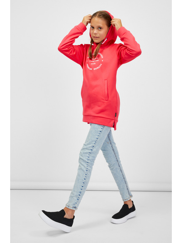 Sam 73 Tmavě růžová holčičí prodloužená mikina s kapucí SAM 73 Sabina