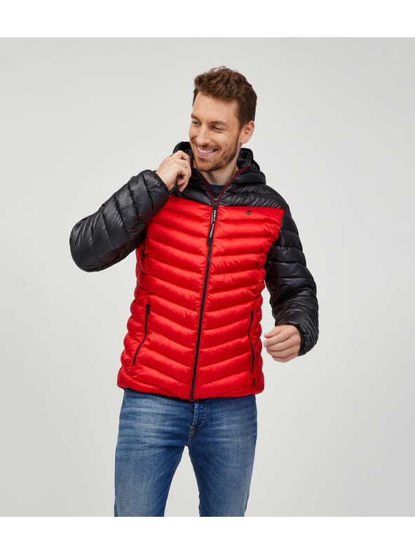 Sam 73 Černo-červená pánská prošívaná bunda SAM 73 Ulrik