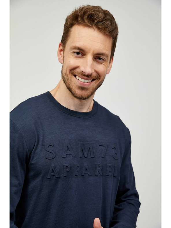Sam 73 Tmavě modré pánské tričko s dlouhým rukávem SAM 73 Mindart