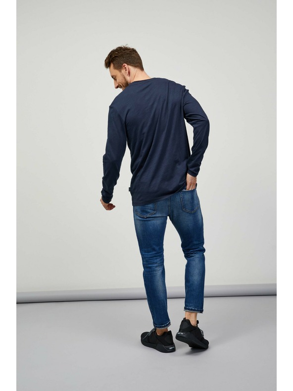 Sam 73 Tmavě modré pánské tričko s dlouhým rukávem SAM 73 Mindart
